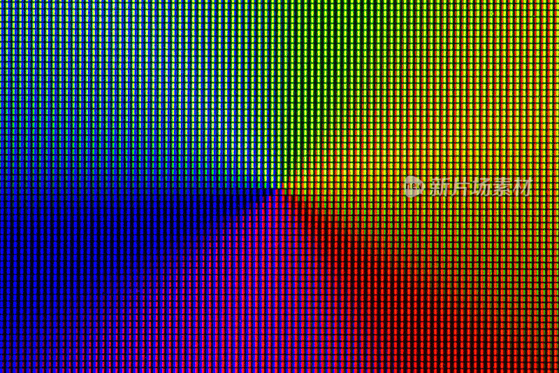特写RGB led二极管的led电视显示器屏幕显示。